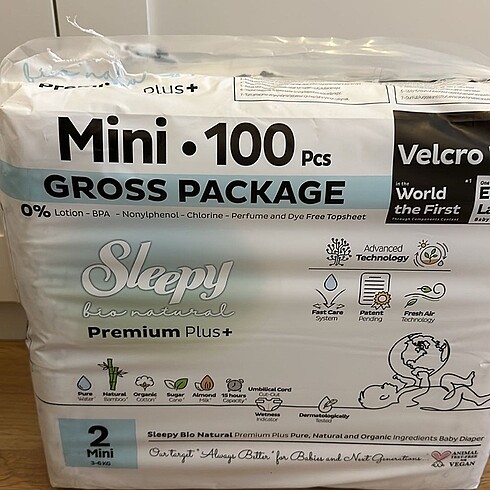 2 Beden: 3-6 kg Beden Sleepy bio natural bebek bezi