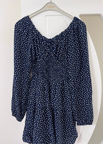 V Yaka Uzun Kollu Batik Desen Midi Elbise - Görsel 3