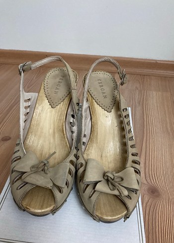 Bej Platform Topuklu Bohem Sandalet - Görsel 3