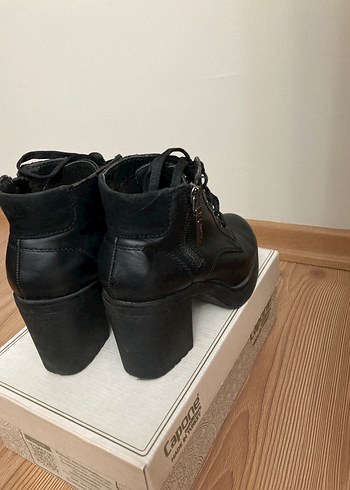 Siyah Deri Kadın Blok Topuklu Bot - Görsel 4