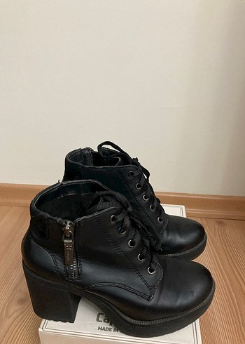 Siyah Deri Kadın Blok Topuklu Bot - Görsel 5