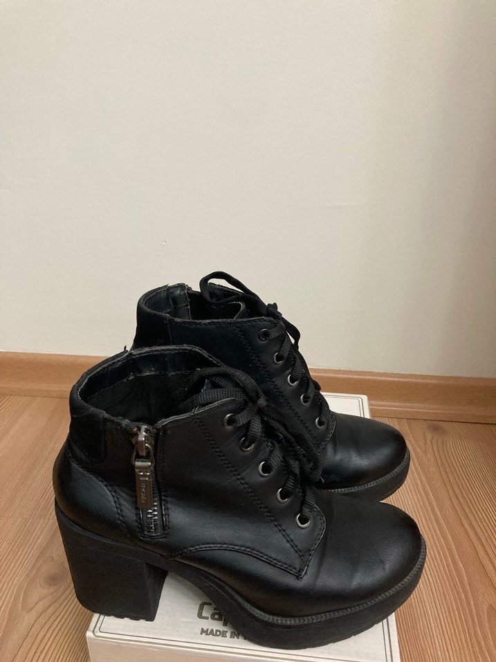 Siyah Deri Kadın Blok Topuklu Bot - Görsel 5