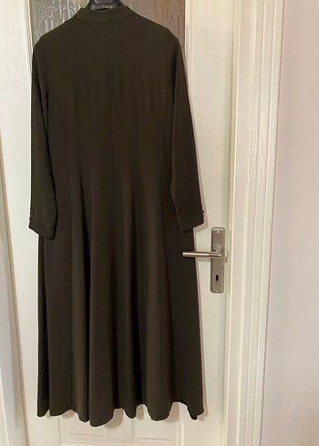 Kadın kına yeşili renginde Uzun ferace - Görsel 2