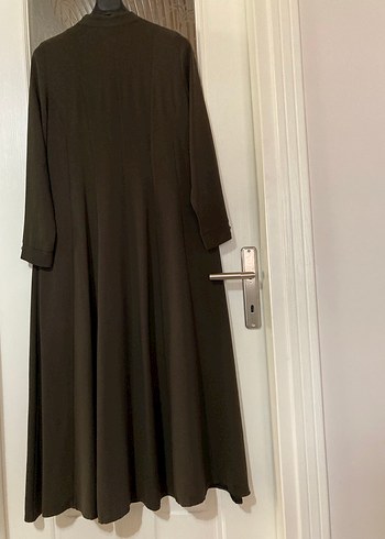 Kadın kına yeşili renginde Uzun ferace - Görsel 6