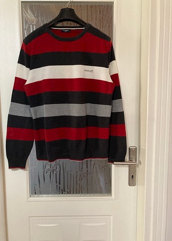 Çizgili Pamuklu Erkek Triko Kazak - Görsel 2