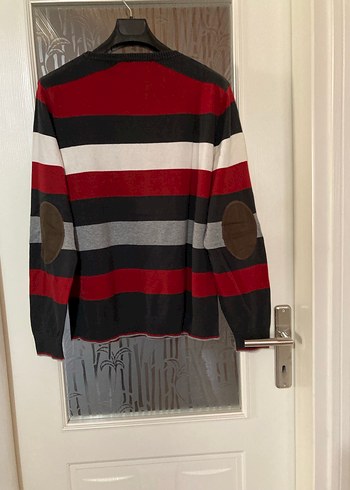 Çizgili Pamuklu Erkek Triko Kazak - Görsel 7