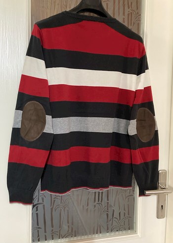 Çizgili Pamuklu Erkek Triko Kazak - Görsel 8