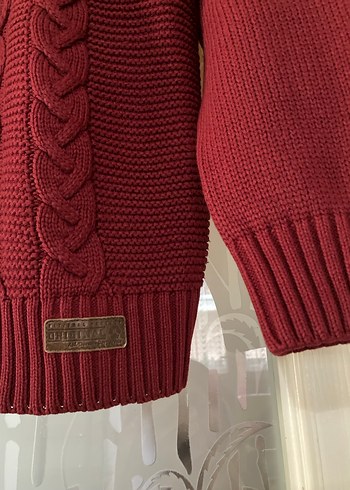 Bordo Örgü Erkek Çocuk Kazak - Görsel 7