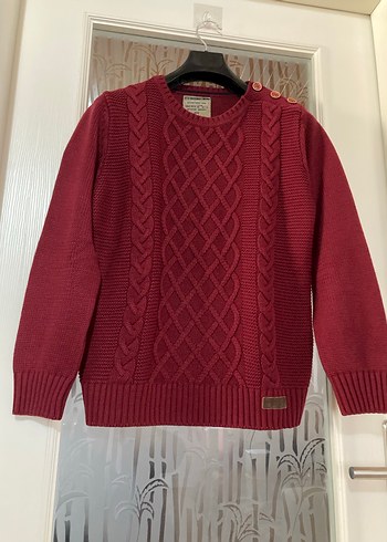 Bordo Örgü Erkek Çocuk Kazak - Görsel 8