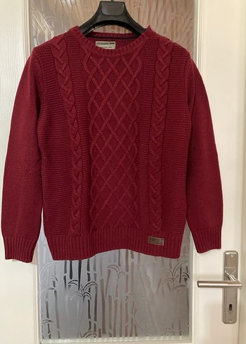 Bordo Örgü Erkek Çocuk Kazak - Görsel 5