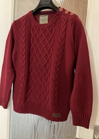 Bordo Örgü Erkek Çocuk Kazak - Görsel 3