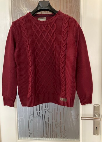 Bordo Örgü Erkek Çocuk Kazak - Görsel 2