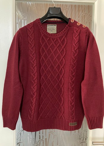 Bordo Örgü Erkek Çocuk Kazak - Görsel 9