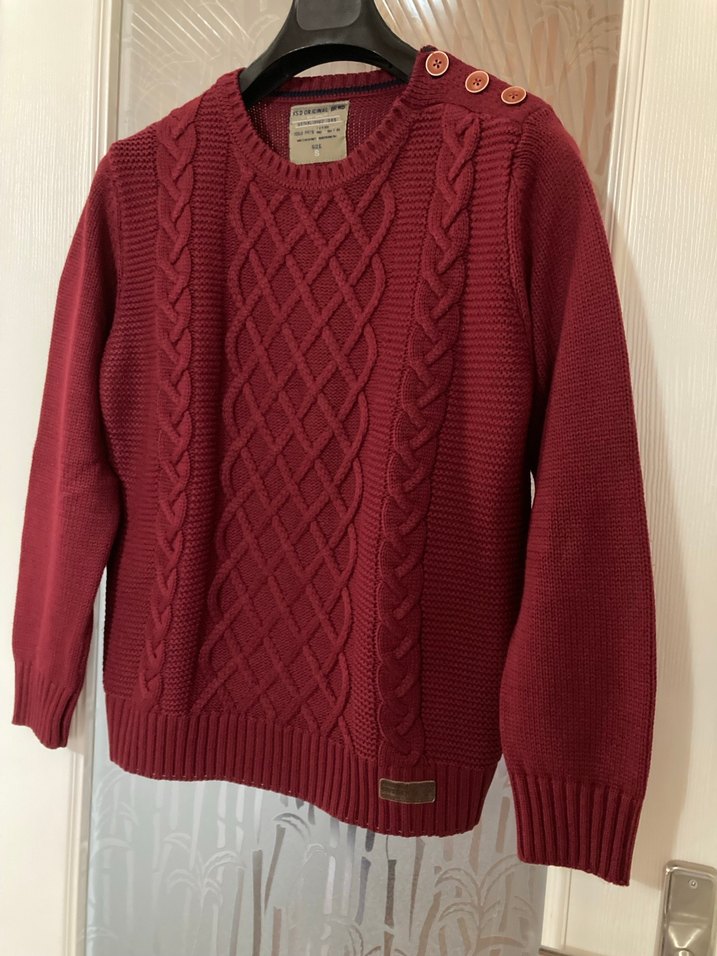 Bordo Örgü Erkek Çocuk Kazak - Görsel 3