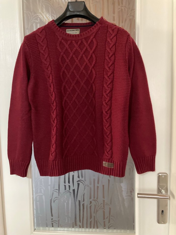 Bordo Örgü Erkek Çocuk Kazak - Görsel 2