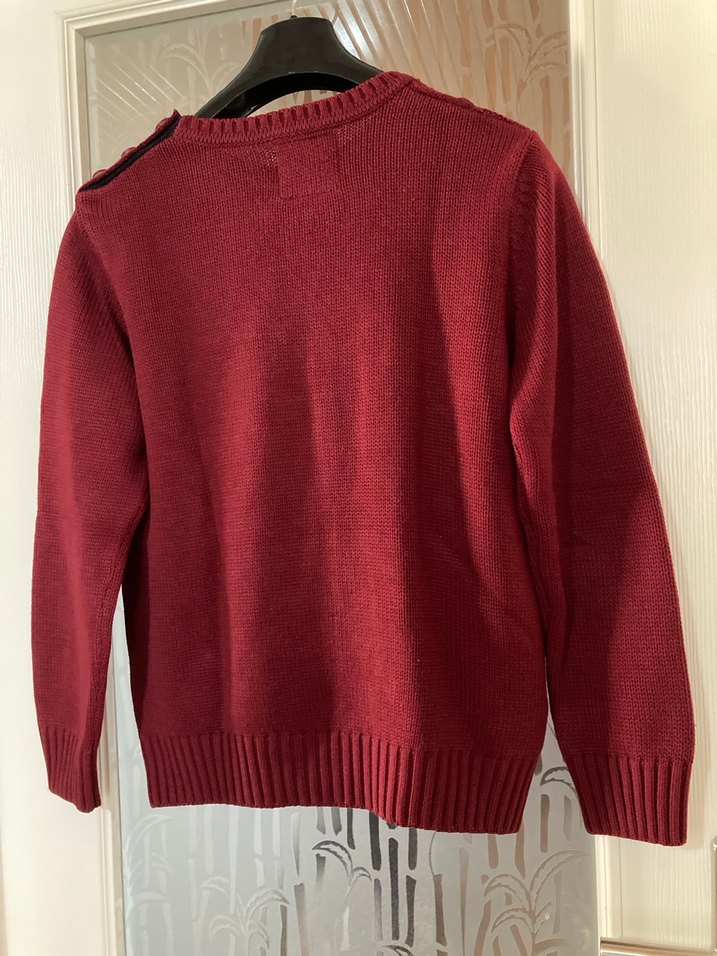 Bordo Örgü Erkek Çocuk Kazak - Görsel 4