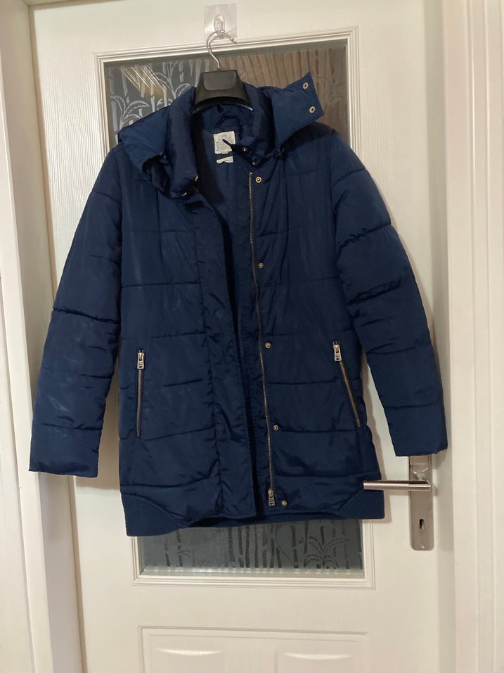 Lacivert Kadın Midi Kaban - Görsel 4