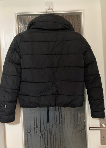 Kadın Siyah Mini Kışlık Fermuarlı Mont - Görsel 10