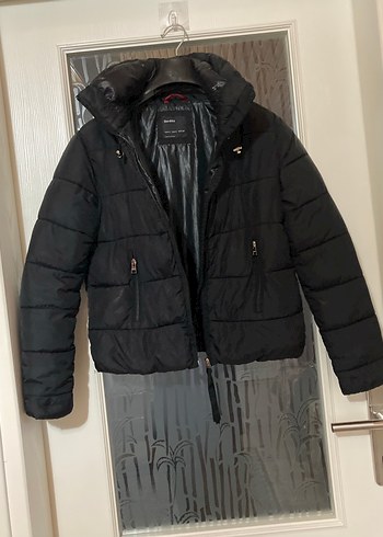 Kadın Siyah Mini Kışlık Fermuarlı Mont - Görsel 2