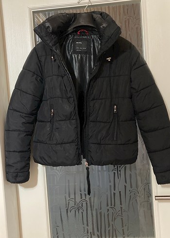 Kadın Siyah Mini Kışlık Fermuarlı Mont - Görsel 4