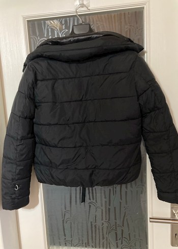 Kadın Siyah Mini Kışlık Fermuarlı Mont - Görsel 3