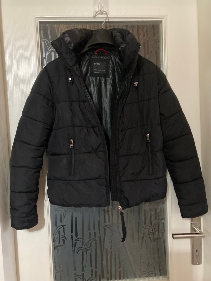 Kadın Siyah Mini Kışlık Fermuarlı Mont - Görsel 5