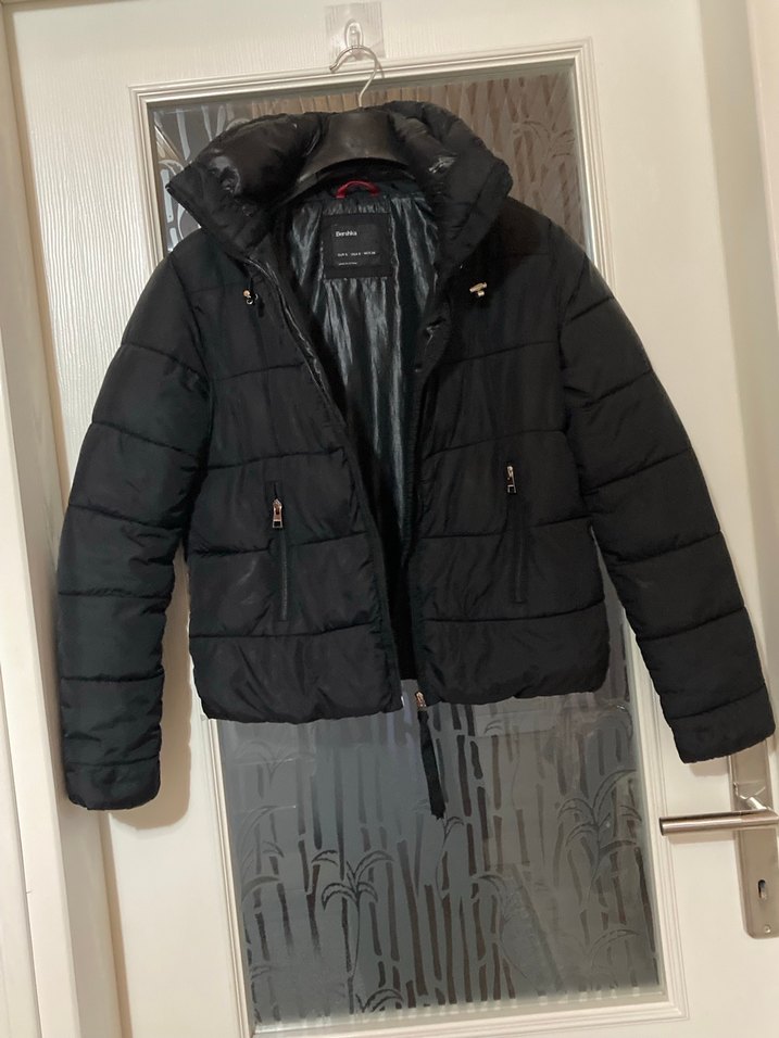 Kadın Siyah Mini Kışlık Fermuarlı Mont - Görsel 2