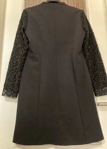 Kadın Siyah Uzun Kaban, Kürklü Detaylı, Gotik - Görsel 12