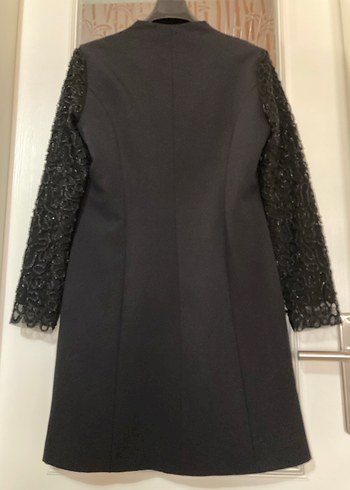 Kadın Siyah Uzun Kaban, Kürklü Detaylı, Gotik - Görsel 6