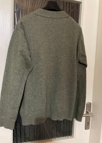 Yeşil renkli önü kare desenli hırka - Görsel 12