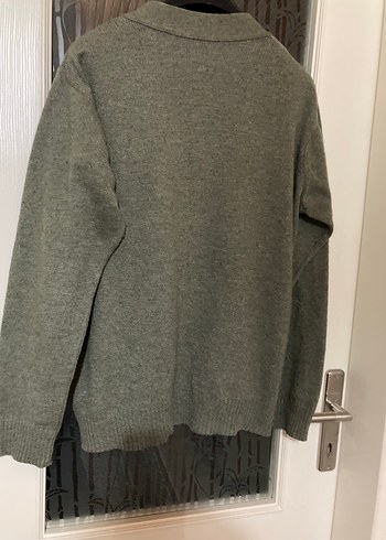 Yeşil renkli önü kare desenli hırka - Görsel 13