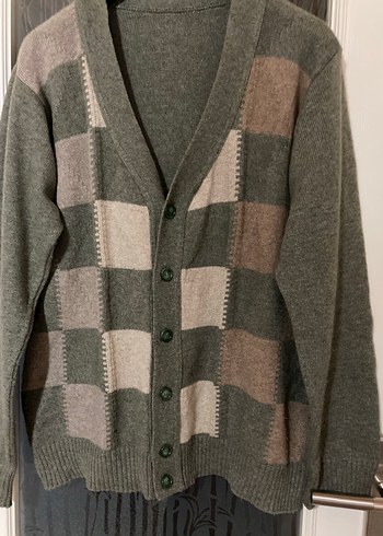 Yeşil renkli önü kare desenli hırka - Görsel 4