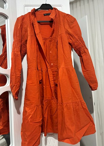 Nakışlı Turuncu Mini Kadın Gömlek - Görsel 3