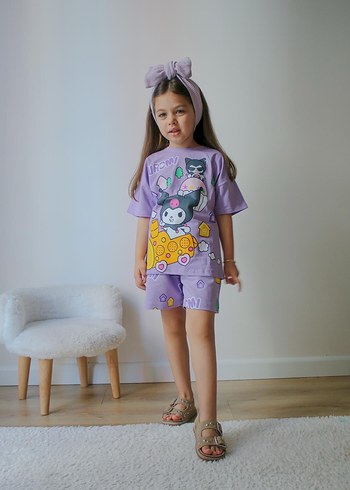 Kız Çocuk Lila Kuromi Tişört-Şort Takım - Görsel 2