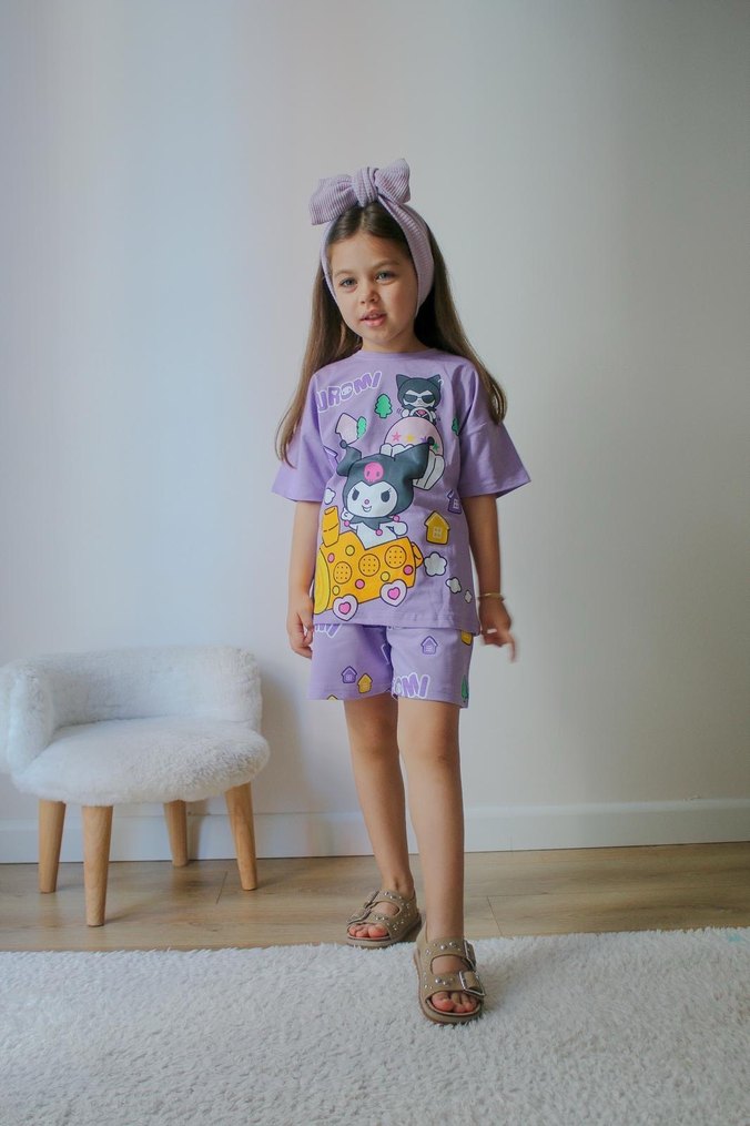 Kız Çocuk Lila Kuromi Tişört-Şort Takım - Görsel 2