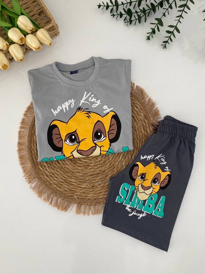 Gri Simba Baskılı Erkek Çocuk Takımı - Görsel 4