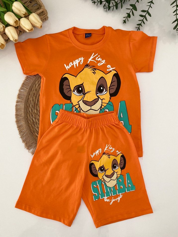 Erkek Çocuk Simba Baskılı Kısa Kollu-Şortlu Takım - Görsel 2