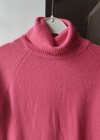 Pembe Yün Boğazlı Kadın Kazak - Görsel 2