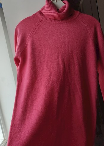 Pembe Yün Boğazlı Kadın Kazak - Görsel 4