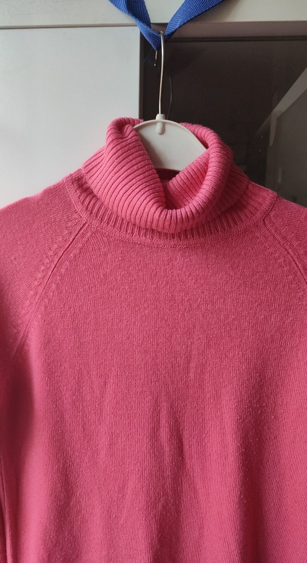 Pembe Yün Boğazlı Kadın Kazak - Görsel 2