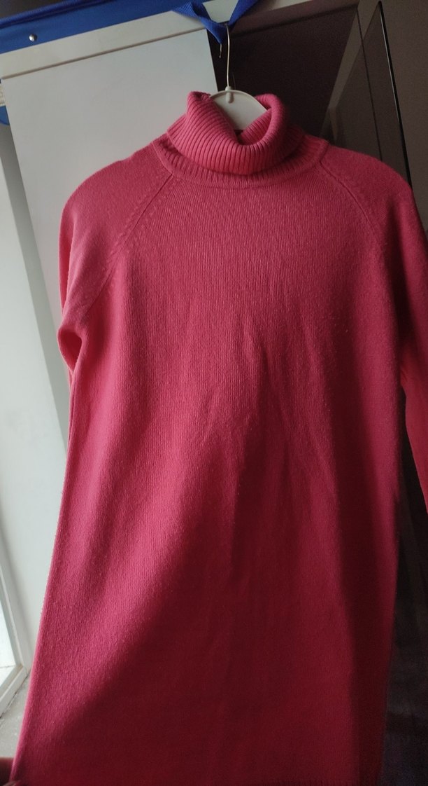 Pembe Yün Boğazlı Kadın Kazak - Görsel 4