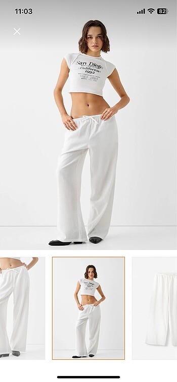 Bershka beyaz keten pantolon