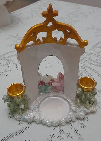 Vintage Noel Figürlü Mumluk, Köprü Dekoru  El Boyaması - Görsel 4