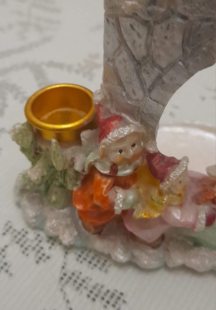 Vintage Noel Figürlü Mumluk, Köprü Dekoru  El Boyaması - Görsel 2