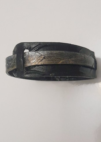 Siyah Deri Grunge Punk Unisex Bileklik - Görsel 5