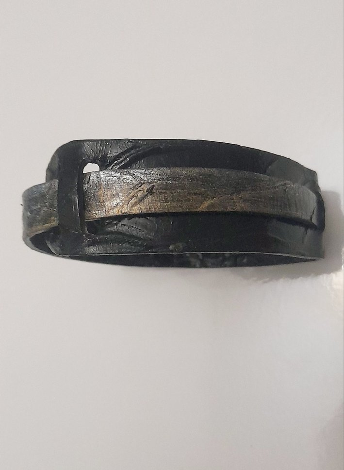 Siyah Deri Grunge Punk Unisex Bileklik - Görsel 5