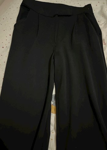 Kadın Siyah Kumaş cirtli Pantolon - Görsel 2