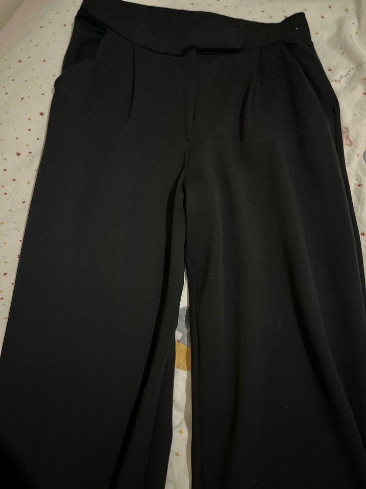 Kadın Siyah Kumaş cirtli Pantolon - Görsel 2