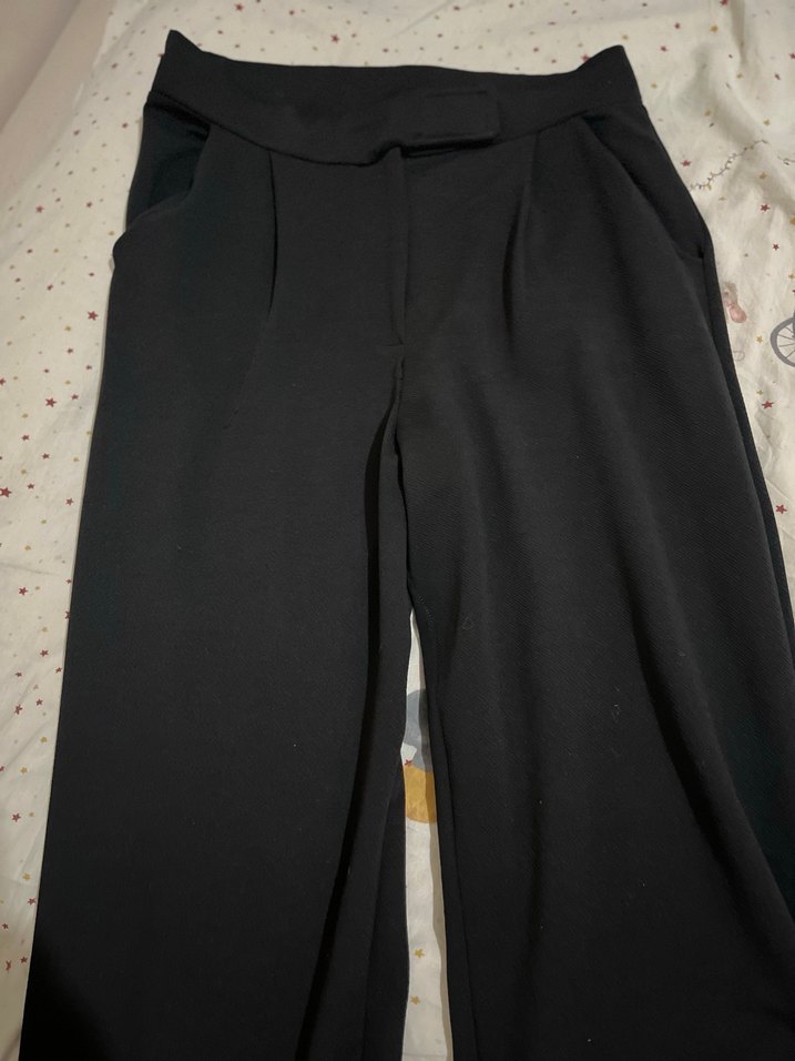 Kadın Siyah Kumaş cirtli Pantolon - Görsel 3
