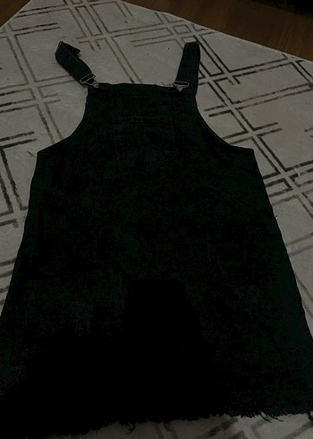 Siyah Kısa Kadın Salopet Elbise - Görsel 3